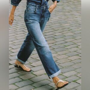 Zara High Rise Cuffed Jeans